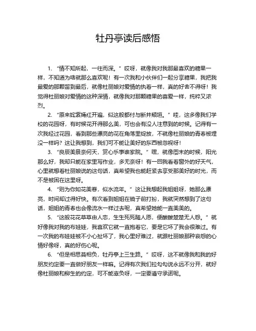牡丹亭读后感悟