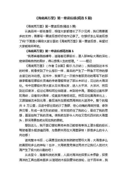 《海底两万里》第一章读后感（精选5篇）