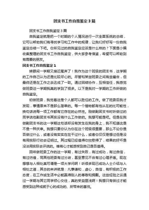 团支书工作自我鉴定3篇