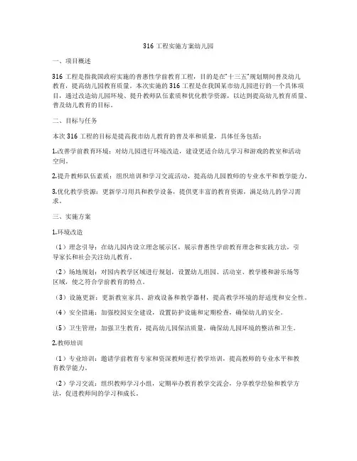 316工程实施方案幼儿园
