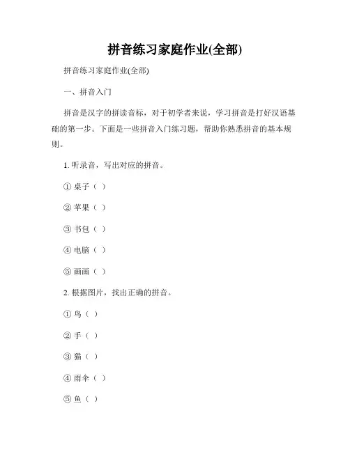 拼音练习家庭作业(全部)
