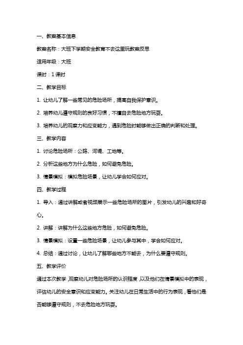 大班下学期安全教育不去这里玩教案反思