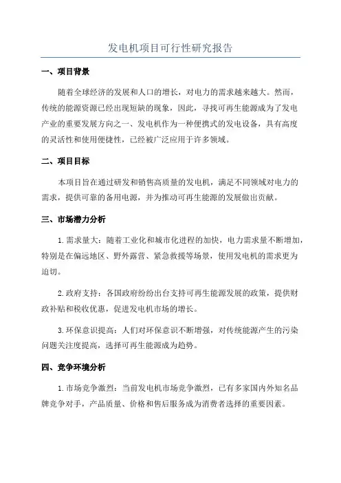 发电机项目可行性研究报告