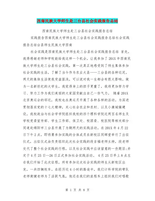 西南民族大学师生赴三台县社会实践报告总结