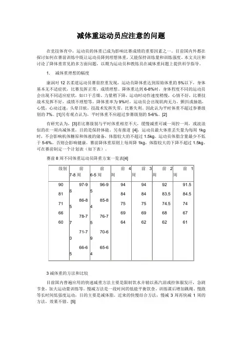 减体重运动员应注意的问题