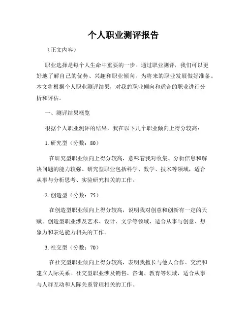 个人职业测评报告