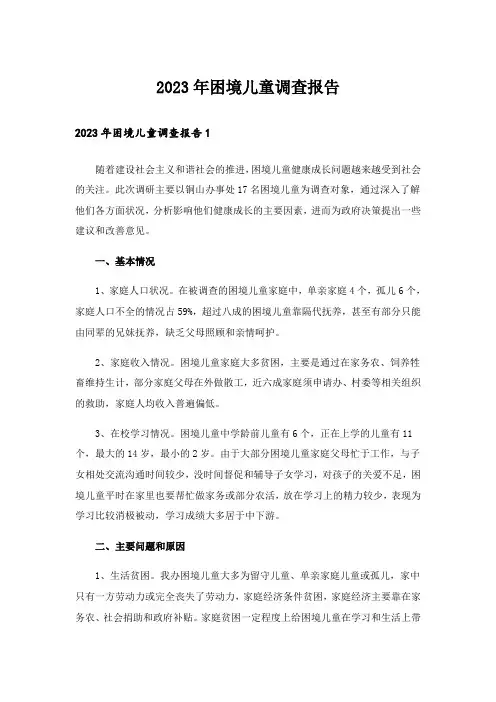 2023年困境儿童调查报告