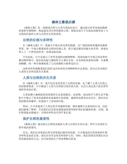 森林之歌观后感