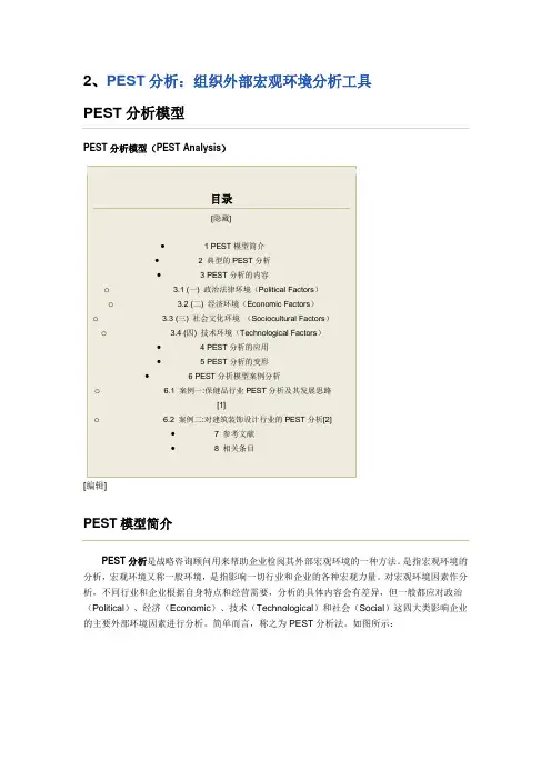 2、PEST分析：组织外部宏观环境分析工具