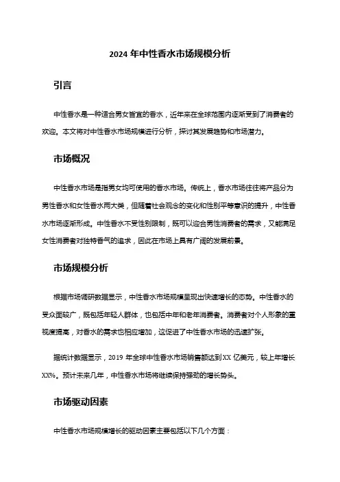 2024年中性香水市场规模分析