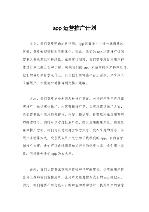 app运营推广计划