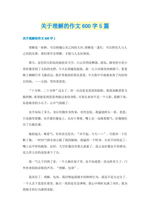 关于理解的作文600字5篇
