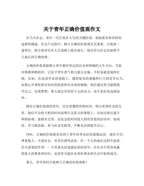 关于青年正确价值观作文