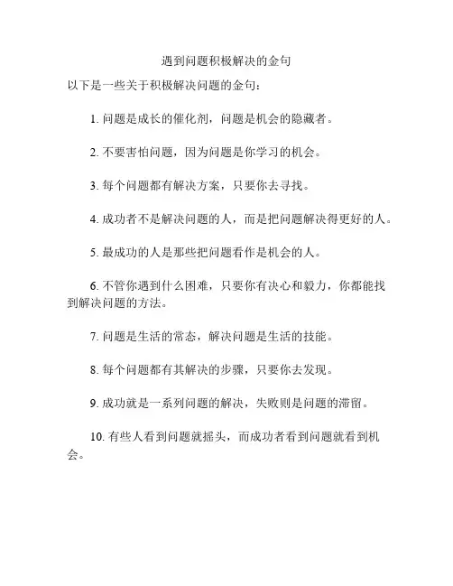 遇到问题积极解决的金句