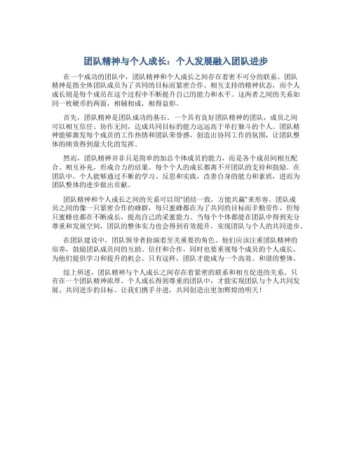 团队精神与个人成长：个人发展融入团队进步