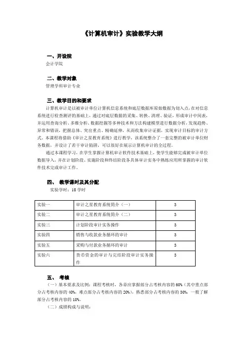 《计算机审计》实验教学大纲