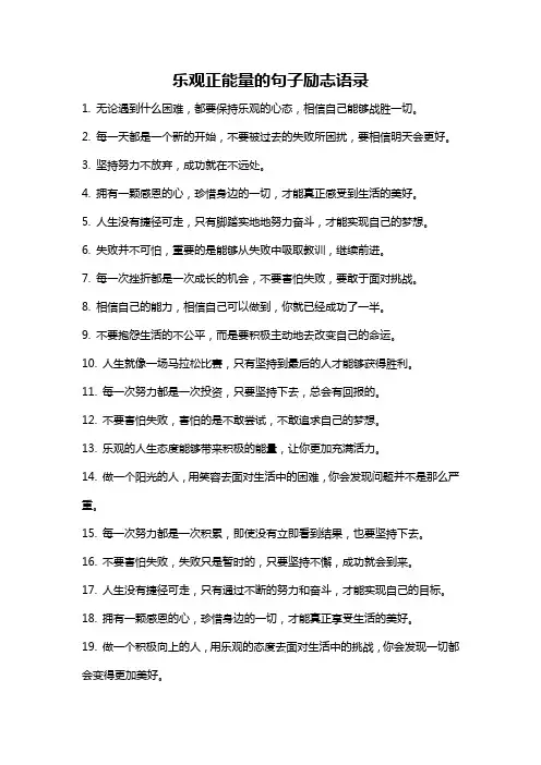 乐观正能量的句子励志语录