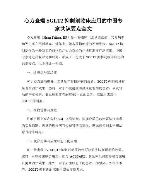 心力衰竭SGLT2抑制剂临床应用的中国专家共识要点全文