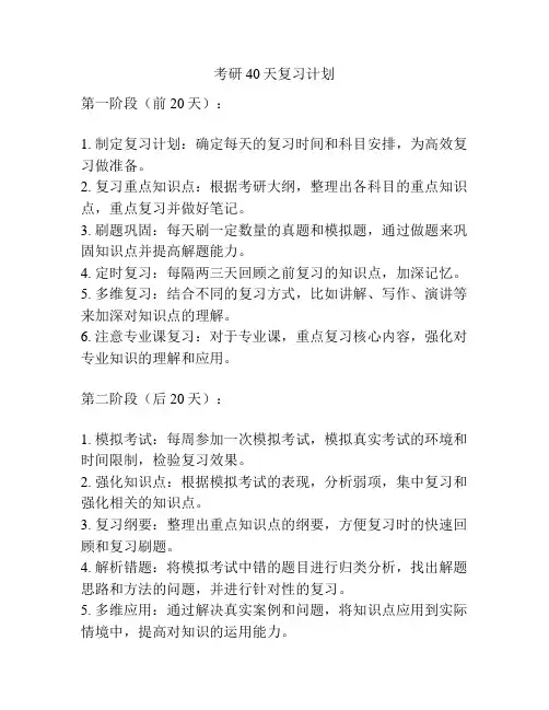 考研40天复习计划