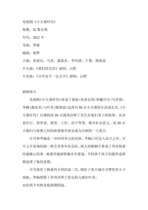 电视剧《小夫妻时代》剧情介绍