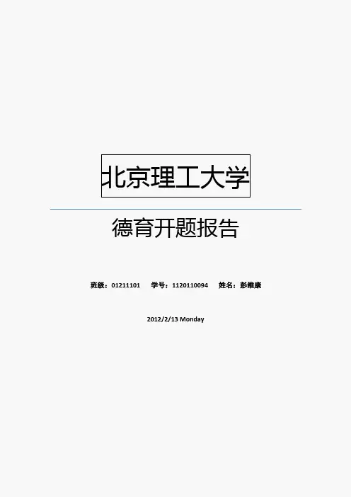 北京理工大学——德育开题报告