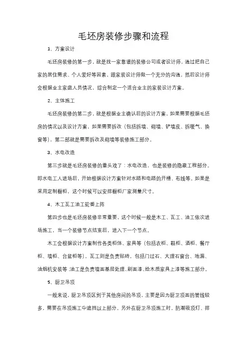 毛坯房装修步骤和流程