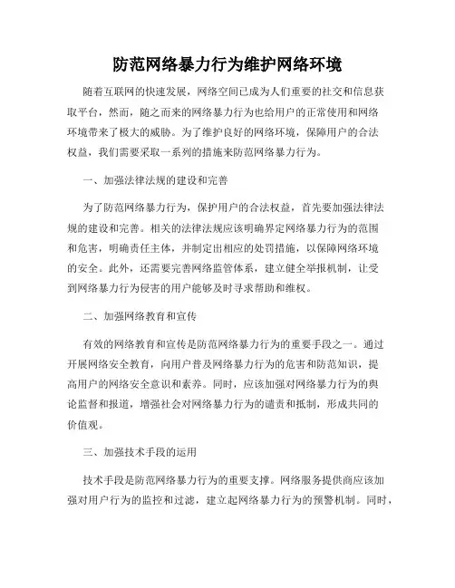 防范网络暴力行为维护网络环境