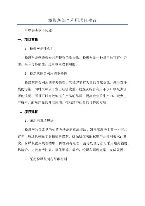粉煤灰综合利用项目建议