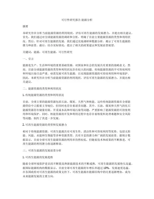 可行性研究报告 能源分析
