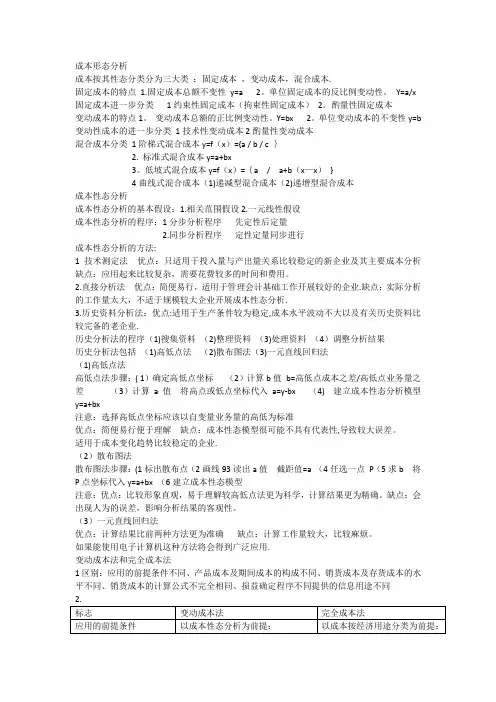 管理会计期末复习资料