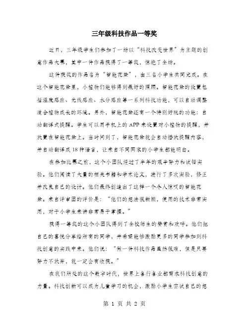 三年级科技作品一等奖