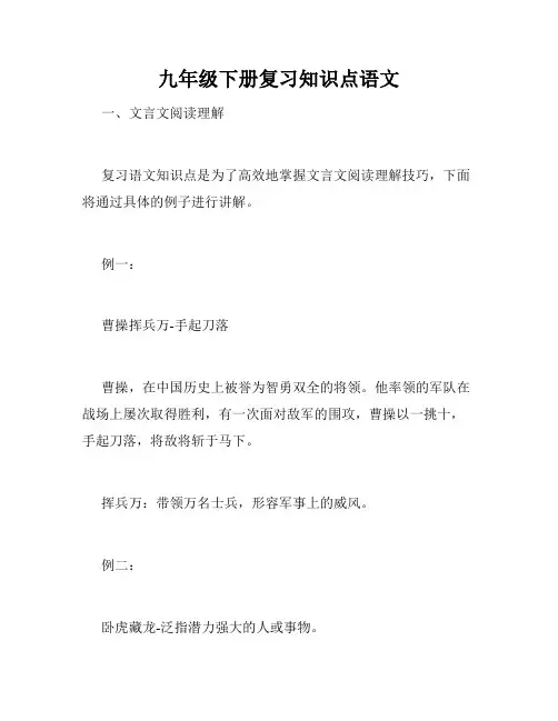 九年级下册复习知识点语文