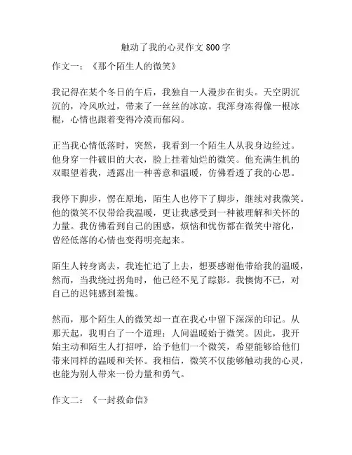 触动了我的心灵作文800字