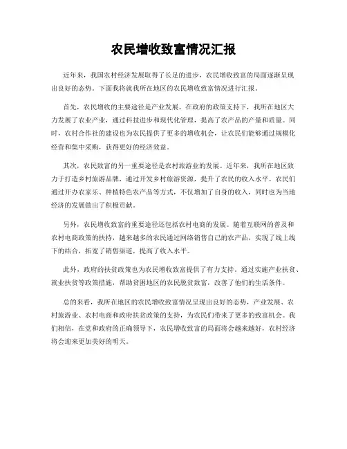 农民增收致富情况汇报