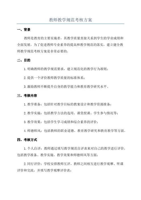教师教学规范考核方案