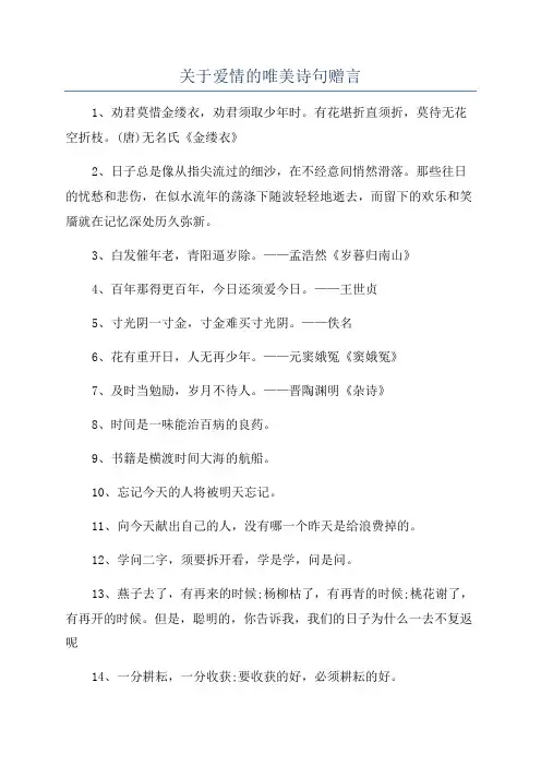 关于爱情的唯美诗句赠言
