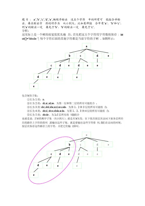五个字符的可能组合输出及全排列