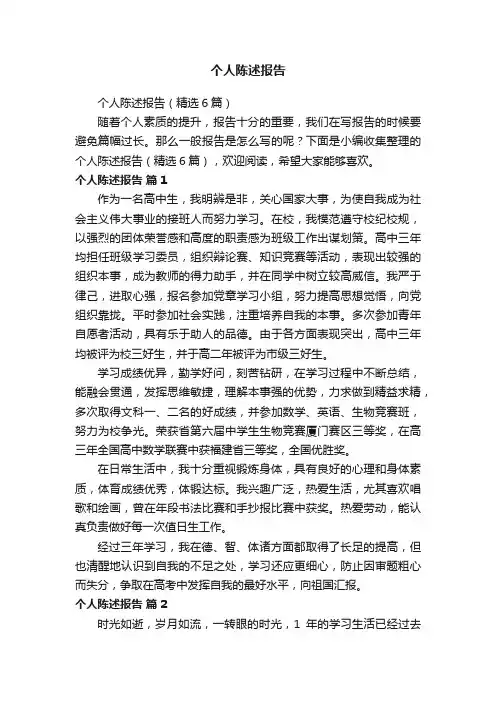 个人陈述报告
