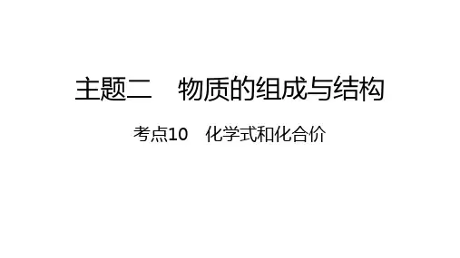 2024年中考化学一轮复习考点突破十：化学式和化合价