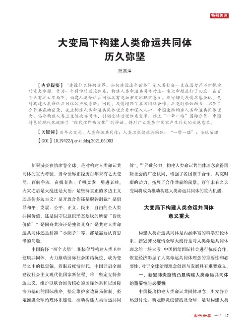 大变局下构建人类命运共同体历久弥坚