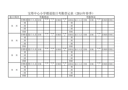 楼道值日考勤表