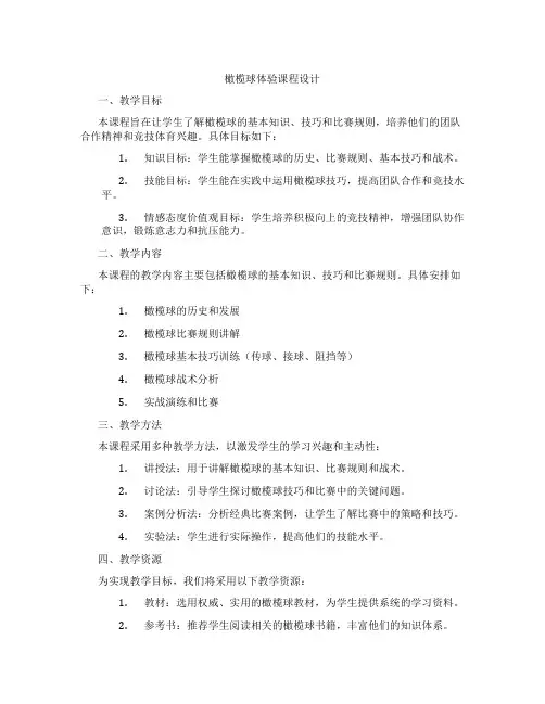 橄榄球体验课程设计