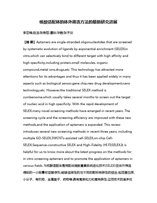 核酸适配体的体外筛选方法的最新研究进展