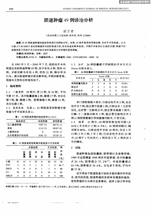 胆道肿瘤49例诊治分析