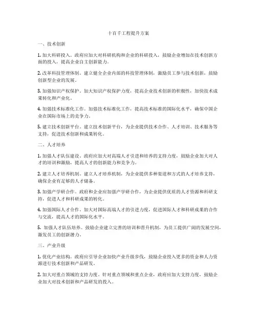 十百千工程提升方案