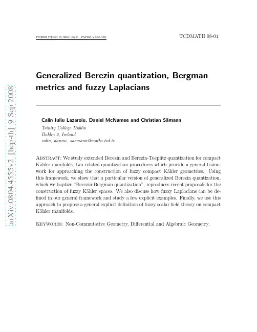 Generalized Berezin quantization, Bergman metrics and fuzzy Laplacians