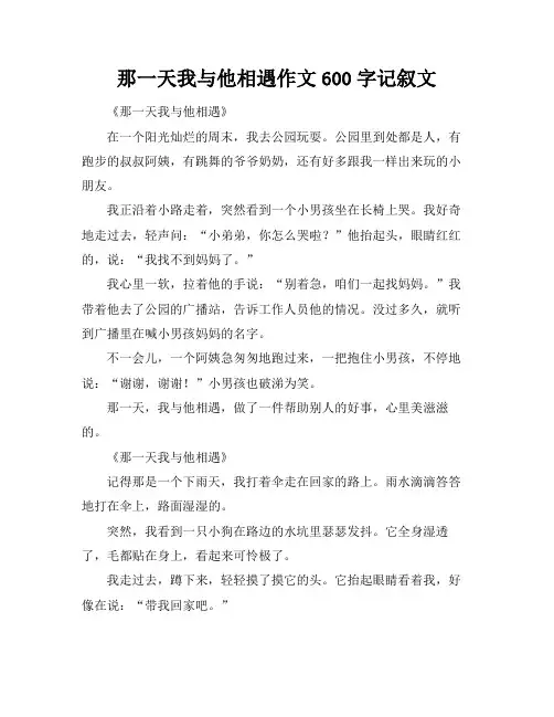 那一天我与他相遇作文600字记叙文
