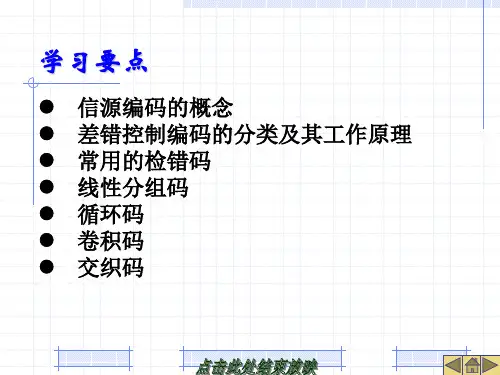 信道编码差错控制编码课件