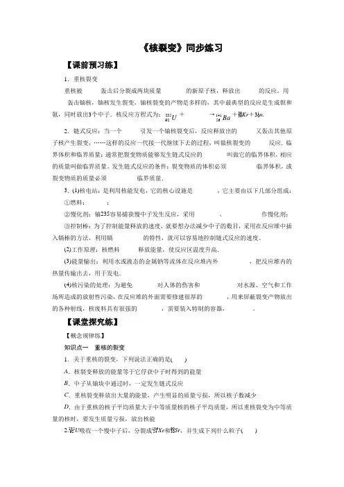 《核裂变》同步练习1