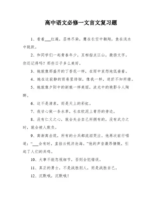 高中语文必修一文言文复习题